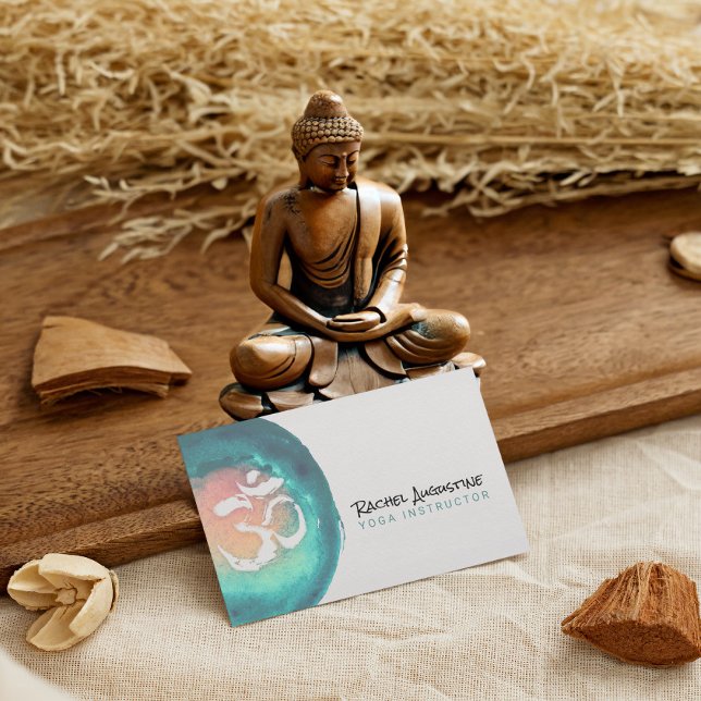Watercolor Om Symbol Yoga Meditation Instructor Business Card (Creator Uploaded)