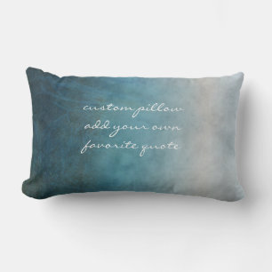 watercolor ombre add text grey and teal lumbar pillow