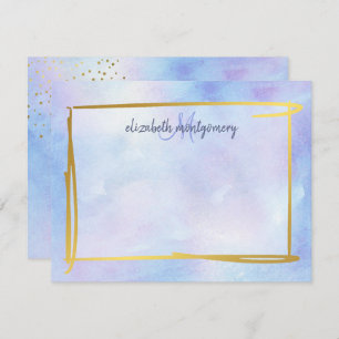 Watercolor Ombre Blue Purple Gold Personalized Card