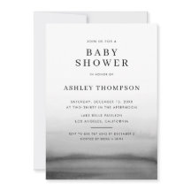 Watercolor Ombre Dark Grey Modern Baby Shower