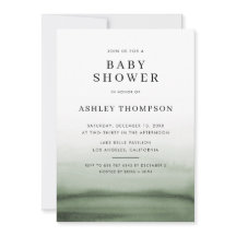 Watercolor Ombre Green Modern Baby Shower