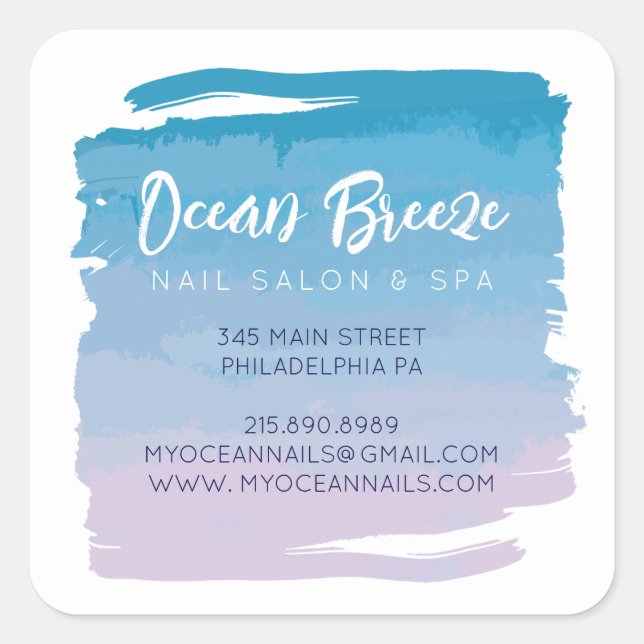 WATERCOLOR OMBRE Spa Business QR Code Square Sticker (Front)