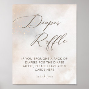 Watercolor On Cloud 9 Diaper Raffle Poster