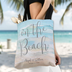 Watercolor On The Beach Wedding Tote Bag