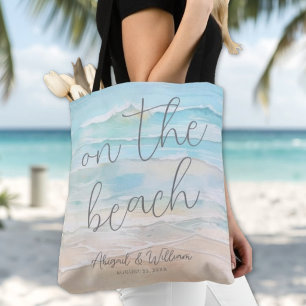 Watercolor On The Beach Wedding Tote Bag