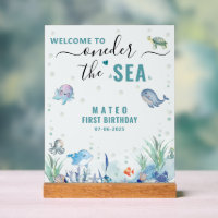 Watercolor One-der The sea 1st birthday Welcome