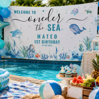 Watercolor One-der The sea 1st birthday Welcome