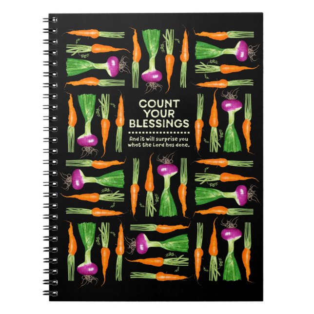 Watercolor Onion and Carrots Gratitude Notebook (Front)