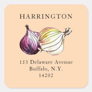 Watercolor Onions Hand-Drawn Return Address Label