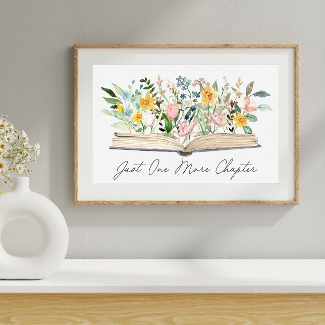 Watercolor Open Book with Flowers Floral Aesthetic Poster (In situ)