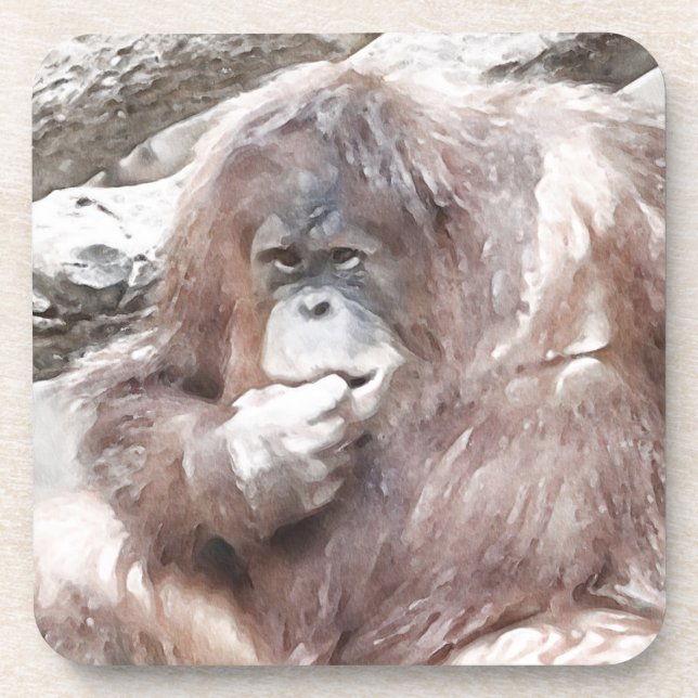 Watercolor Orang 2 Coaster (Front)