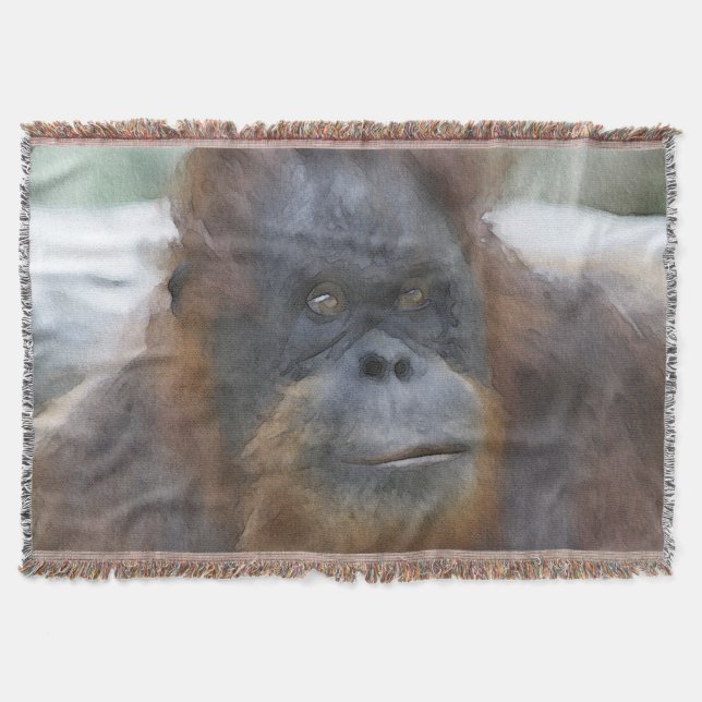 Watercolor Orang Throw Blanket (Front)