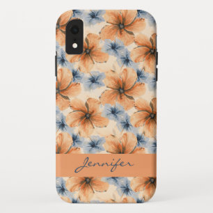 Watercolor Orange and Blue Floral iPhone XR Case