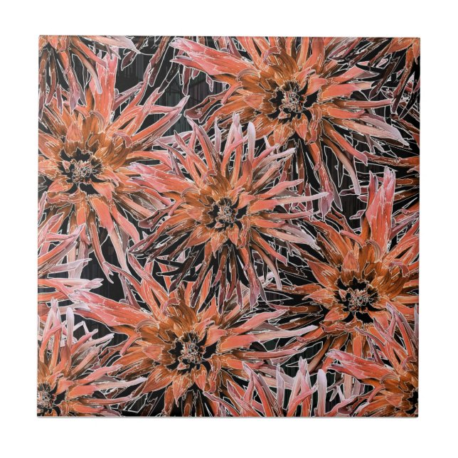 Watercolor orange and brown flowers. tile (Front)