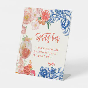 Watercolor Orange Aperol Spritz Bar Bridal Shower Pedestal Sign