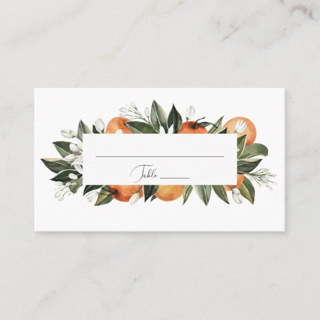 Watercolor Orange Blossoms Placecard (Front)