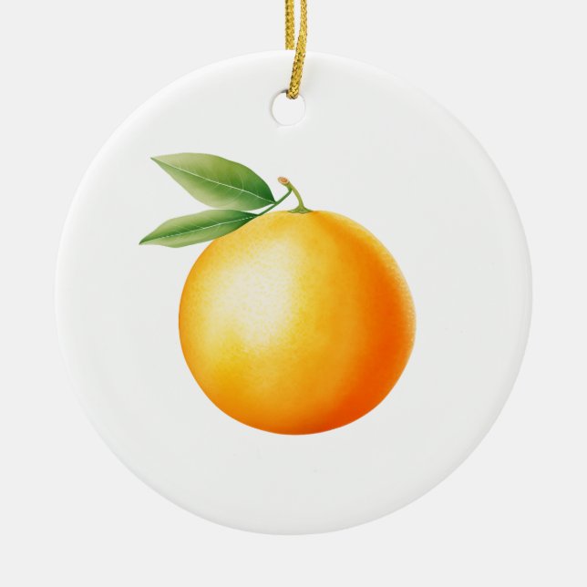 Watercolor Orange Ceramic Ornament (Front)