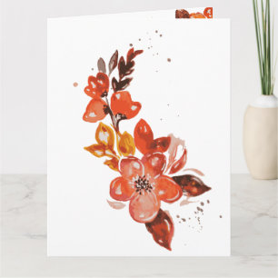Watercolor Orange Floral Art Card