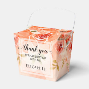 Watercolor Orange Floral Party Favor Box