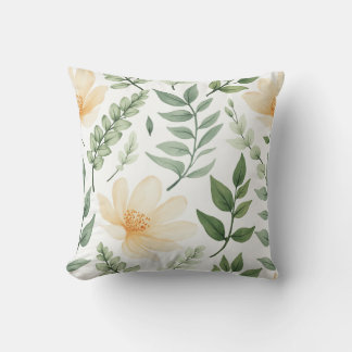 Watercolor orange floral pattern throw pillow