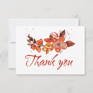 Watercolor Orange Floral Thank You Card