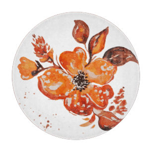 Watercolor orange flower compact mirror cutting board