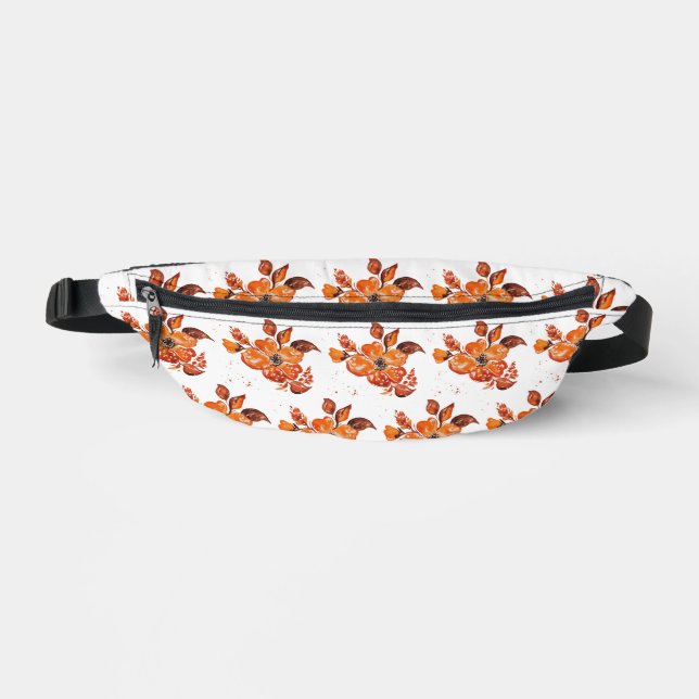 Watercolor orange flower  fanny pack (Front)