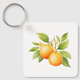 Watercolor Orange Flower Keychain