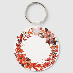 Watercolor orange flowers keychain