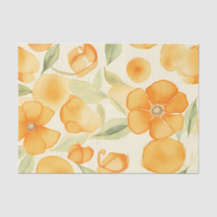 Watercolor Orange flowers pattern Tissue Paper