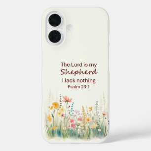 Watercolor Orange Flowers Psalm 23  iPhone 16 Case