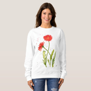 Watercolor Orange Flowers Wildflower Summer Nature Sweatshirt