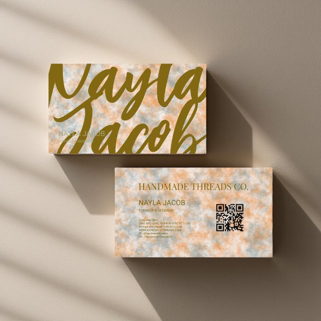 Watercolor Orange & Grey Handmade Clothing  Business Card (Creator Uploaded)
