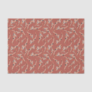 Watercolor Orange Koi Fish Coral Pattern Tissue Paper