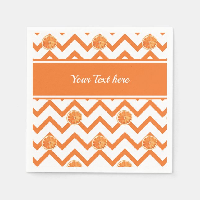 Watercolor orange pattern with text personalized napkin (Front)