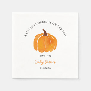Watercolor Orange Pumpkin Baby Shower    Napkin
