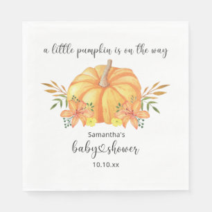 Watercolor orange Pumpkin baby shower Napkin