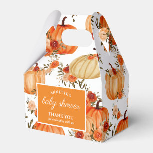 Watercolor Orange Pumpkin Floral Roses Pattern Favor Box