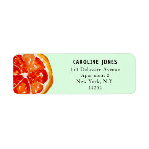 Watercolor Orange Slice Citrus Return Address