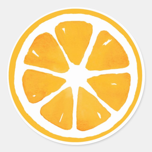 Watercolor Orange Slice Classic Round Sticker (Front)