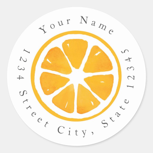 Watercolor Orange Slice Labels (Front)