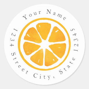 Watercolor Orange Slice Labels