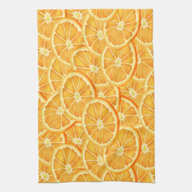 Watercolor Orange Slices Kitchen Towel (Vertical)