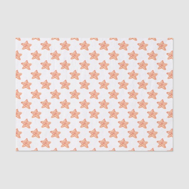 watercolor orange starfish beach design tissue paper (Front)