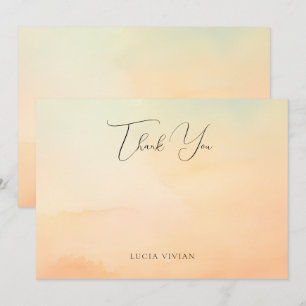 Watercolor Orange Sunset Cloud 9 Bridal Thank You Card