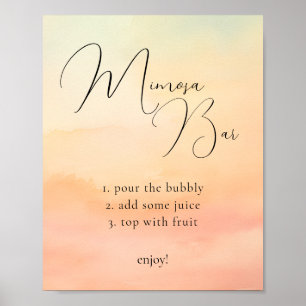 Watercolor Orange Sunset Cloud 9 Mimosa Bar Sign