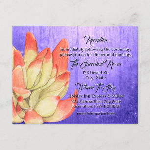 Watercolor Orange-tipped Succulent Reception Enclosure Card