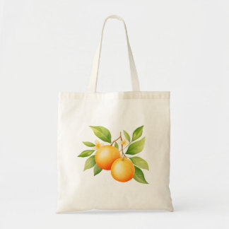 Watercolor Orange With Flower Tote Bag