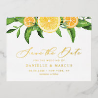 Watercolor Oranges and Lemons Summer Save the Date