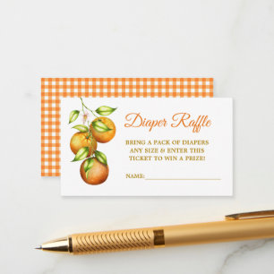 Watercolor Oranges Baby Shower Diaper Raffle Plaid Enclosure Card